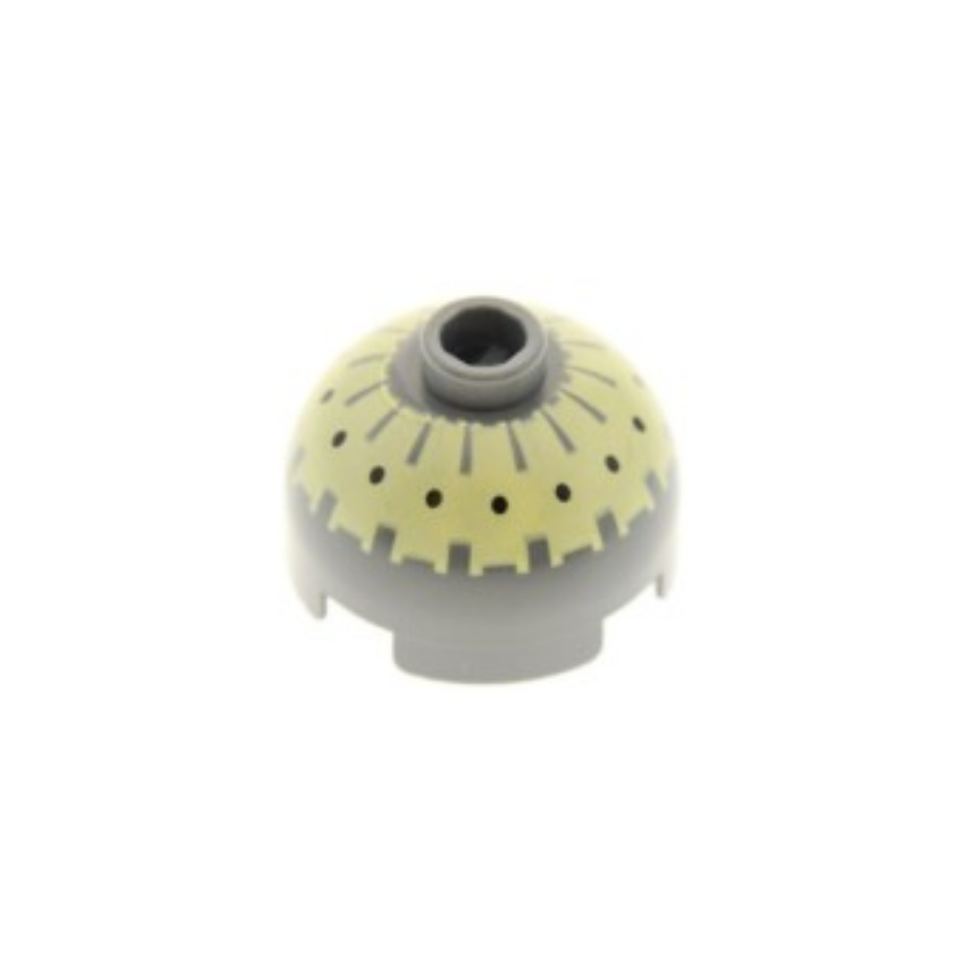 Brick, Round 2 x 2 Dome Top with Black Spots on Bright Light Yellow Pattern (Buzz Droid) - 553px3