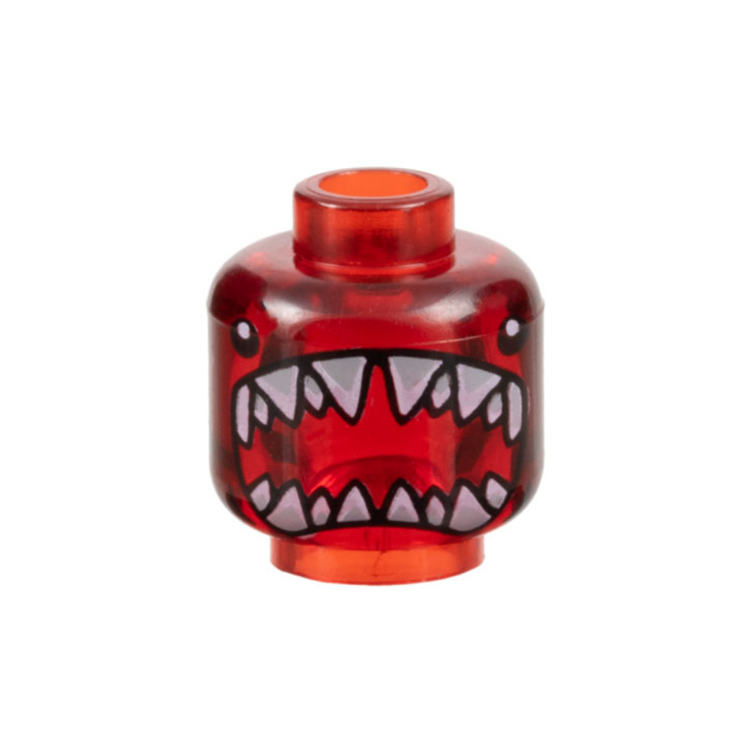 Head Alien with Black Eyes, Large Open Shark Mouth with Sharp Teeth Parted Pattern - 3626pb0501