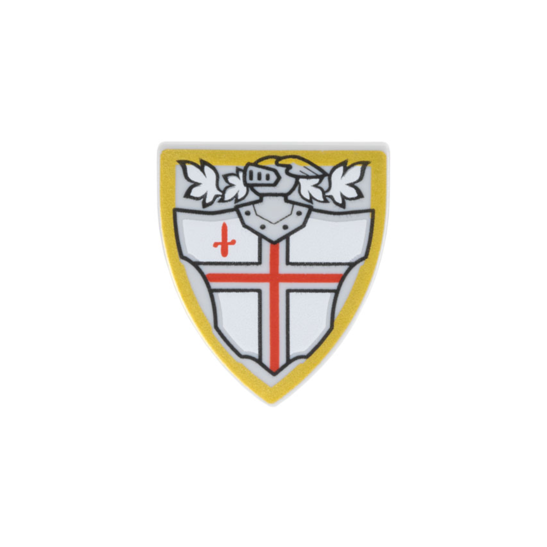 Shield Triangular Short with Red St. George's Cross and Helmet with Face Grille Pattern - 3846pb032