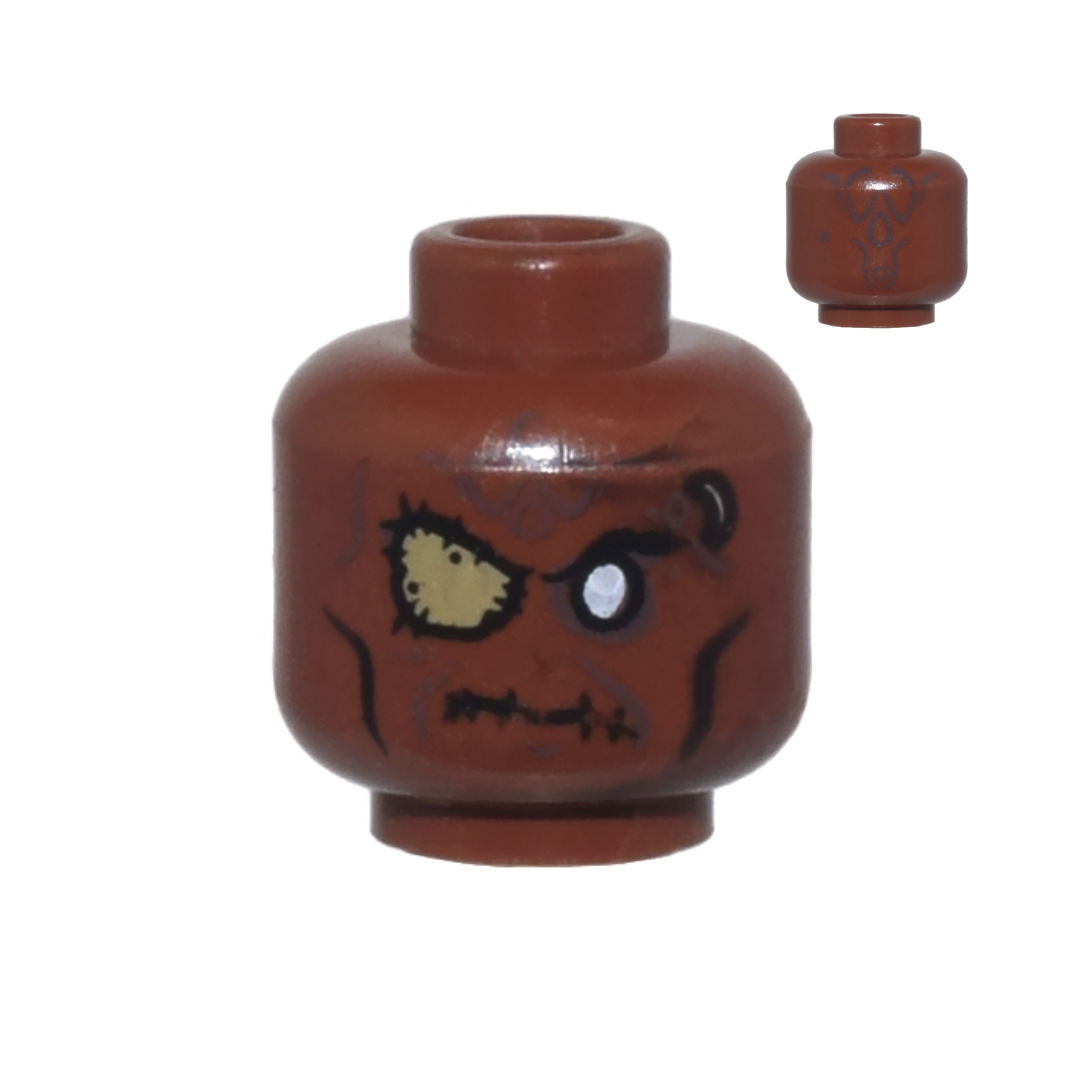 Head Alien with PotC Zombie with Silver Eye and Eye Patch Pattern - 3626pb0561