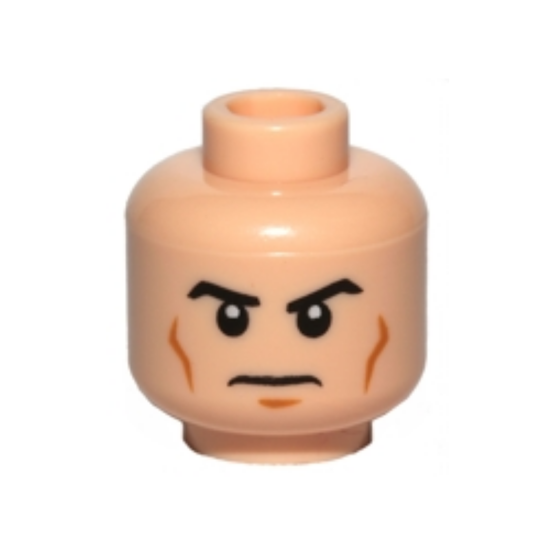 Head Black Angled Eyebrows, Medium Nougat Cheek Lines and Chin Dimple, Stern Pattern - 3626pb0704