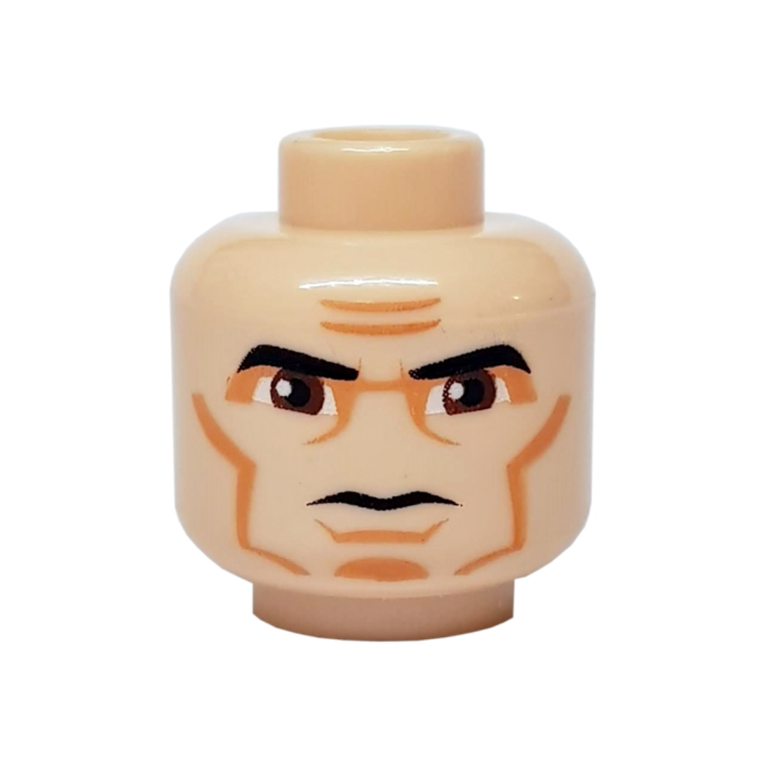 Head Black Thick Eyebrows, Large Reddish Brown Eyes, Nougat Eye Shadow, Cheek Lines and Chin Dimple, Furrowed Brow, Stern Pattern - 3626pb0314