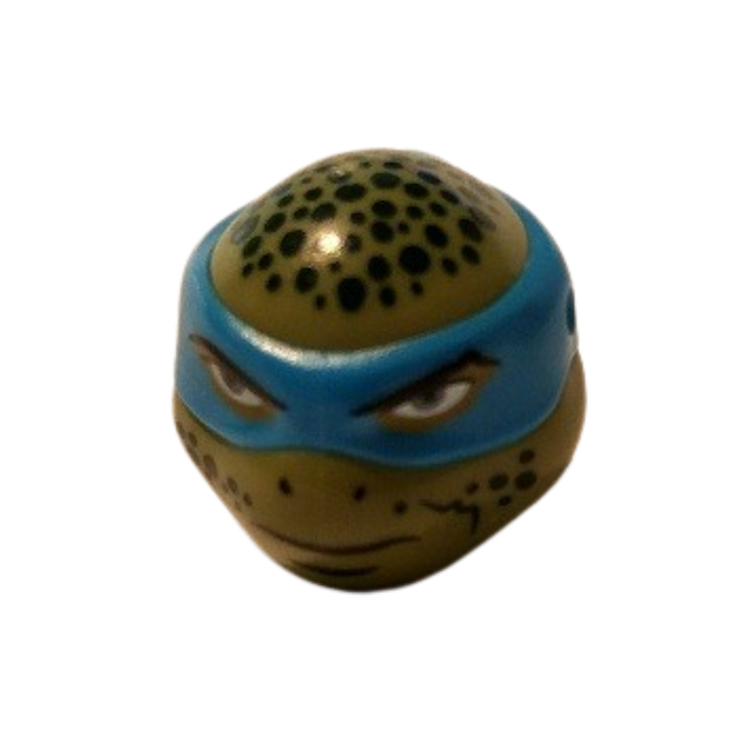 Head, Modified Ninja Turtle Type 2 with Dark Azure Mask, Dark Green Spots and Closed Mouth Pattern (Leonardo) - 16640pb05