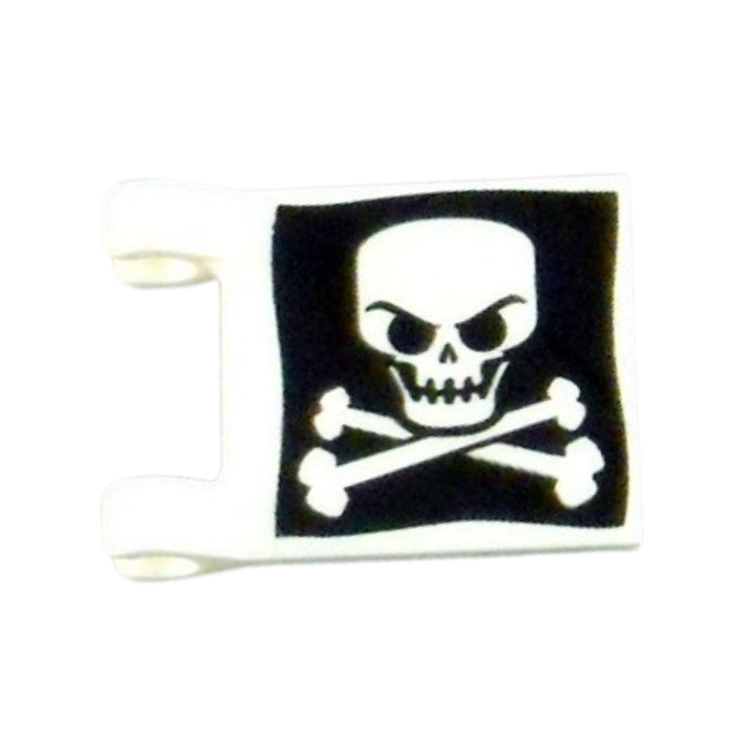 Flag 2 x 2 Square with Evil Skull and Crossbones on Black Background Pattern on Both Sides (Jolly Roger) - 2335pb030