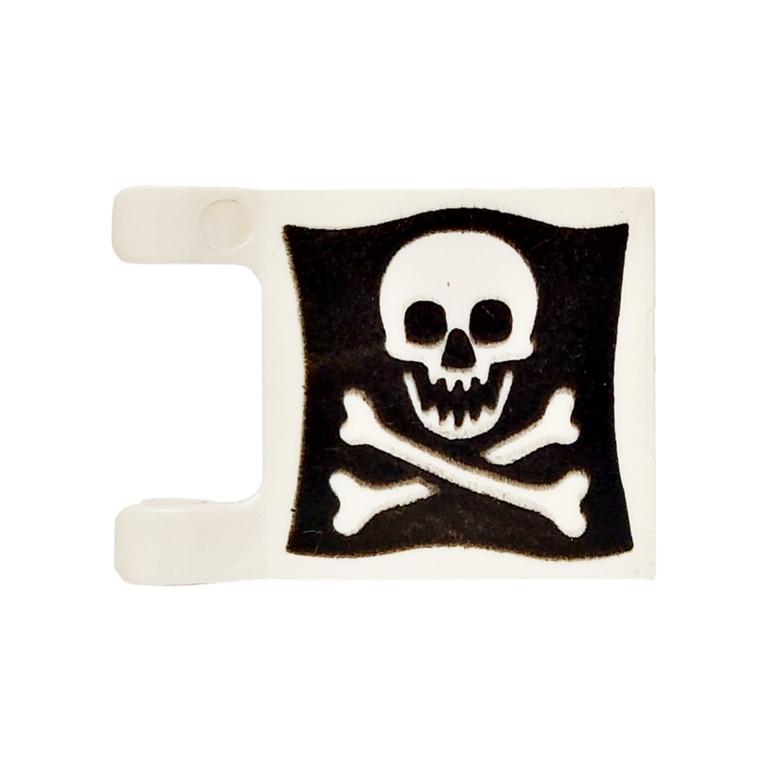 Flag 2 x 2 Square with Rounded Skull and Crossbones on Black Background Pattern on Both Sides (Jolly Roger) - 2335p30