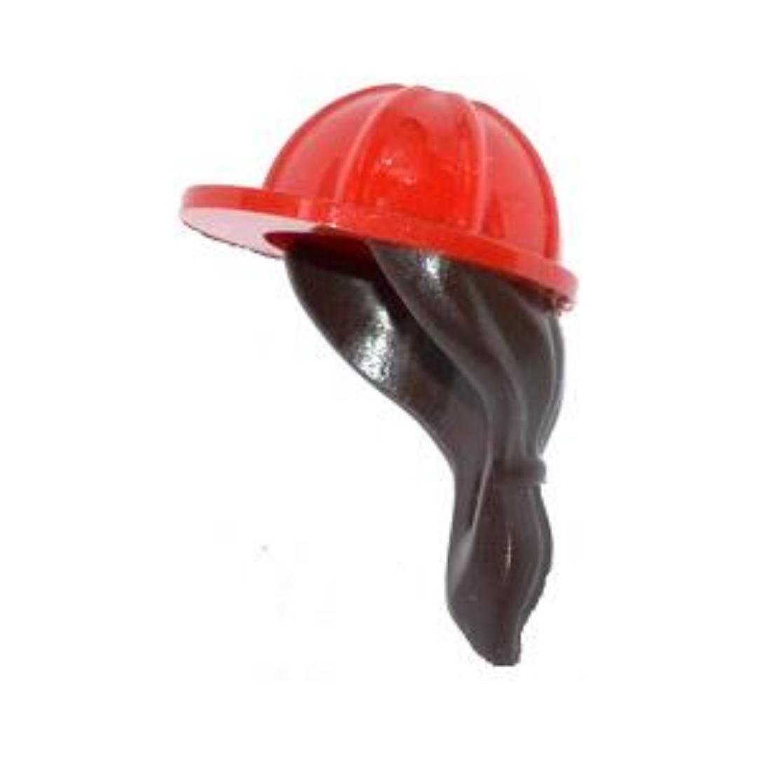 Headgear Helmet Construction with Molded Dark Brown Ponytail Hair Pattern - 16178pb01