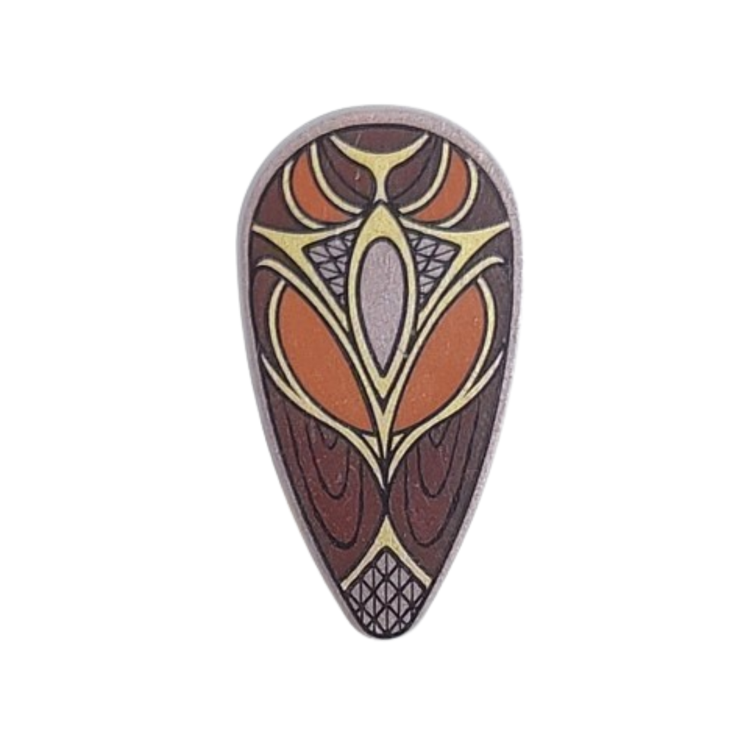 Shield Oval with Dark Orange, Dark Brown and Gold Pattern - 2586pb008