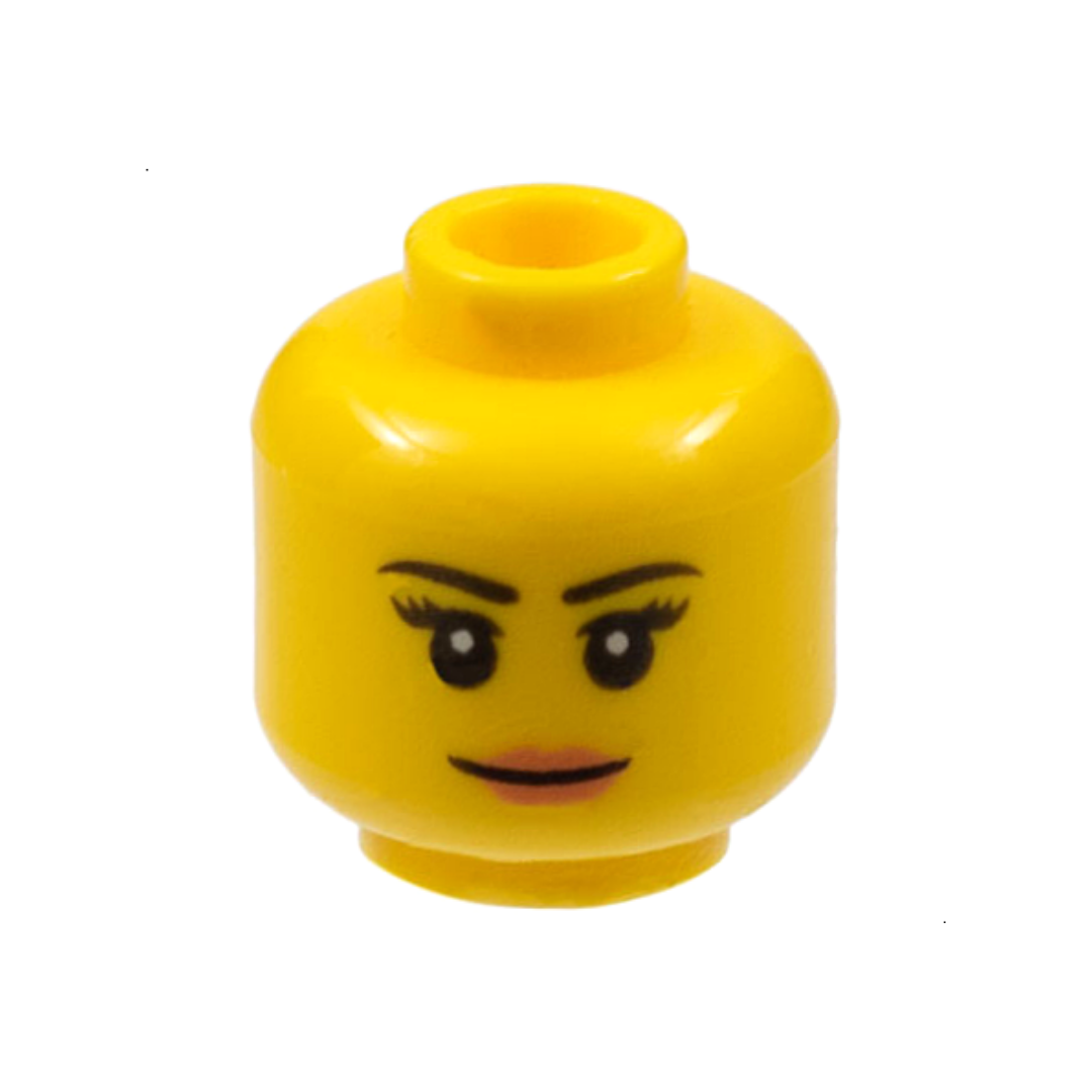 Head Female Black Thin Eyebrows, Eyelashes, Nougat Lips, Grin Pattern - 3626pb1211