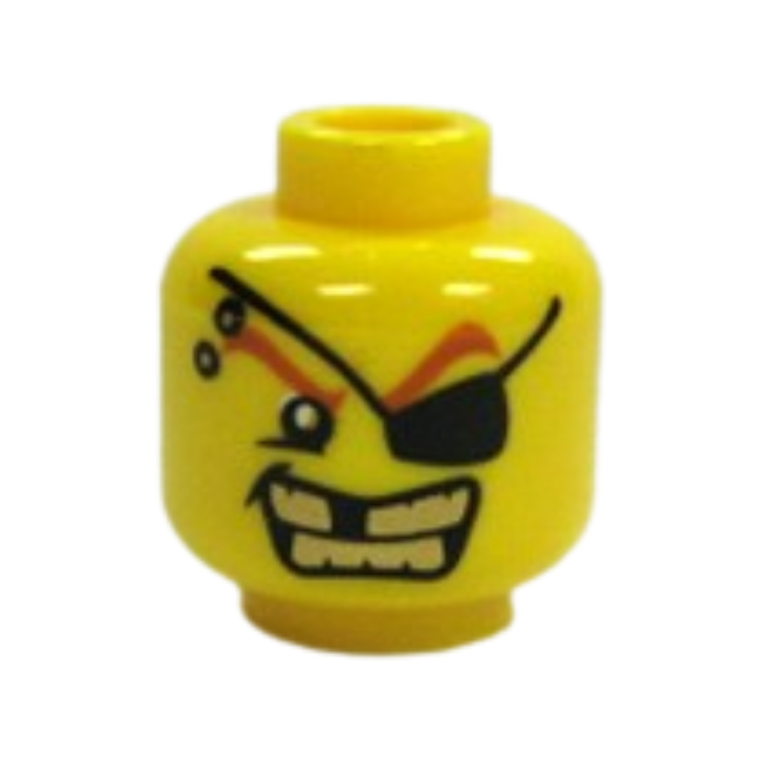 Head Male Eye Patch, Gold Teeth, Missing Tooth Pattern - 3626pb0301
