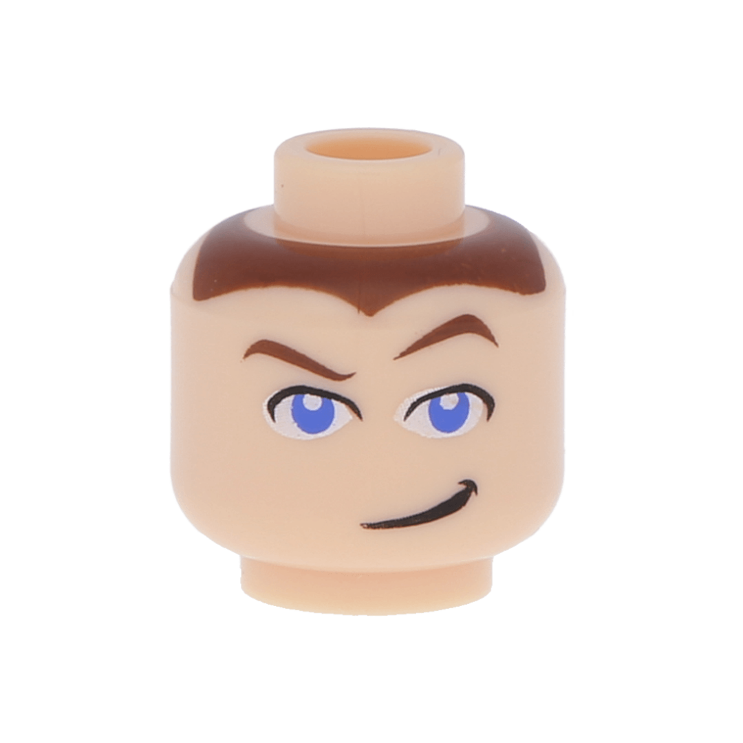 Head Male Eyes Blue with Raised Eyebrow and Smirk Pattern (Sokka) - 3626pb0068