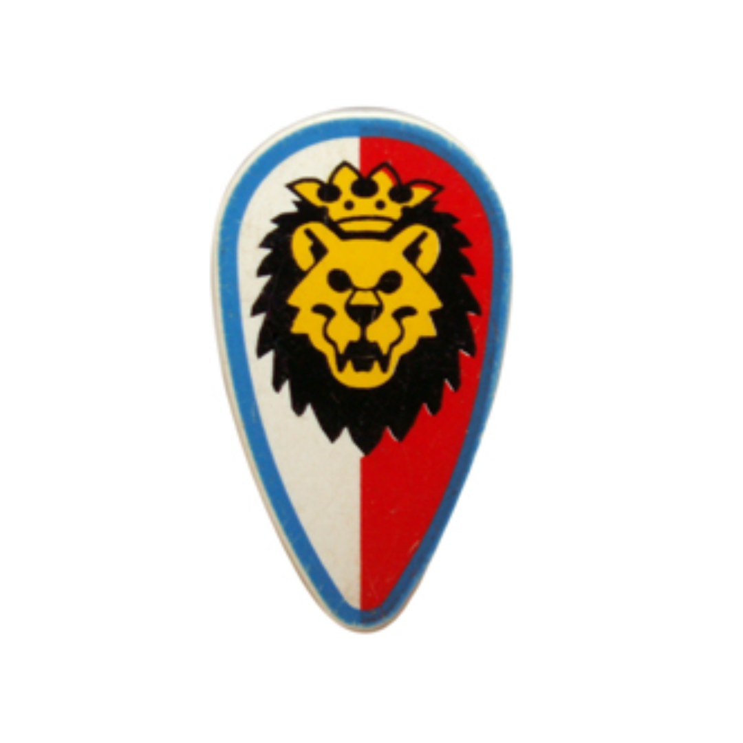Shield Oval with Lion Head, Red and White Background, Blue Border Pattern - 2586p4d