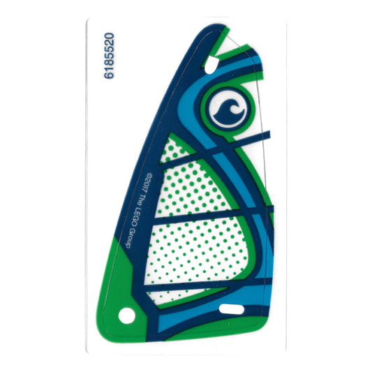 Plastic Triangle 6 x 12 Sail with Dark Blue Wave in Circle and Dark Azure, Dark Blue and Green Markings Pattern - 32918