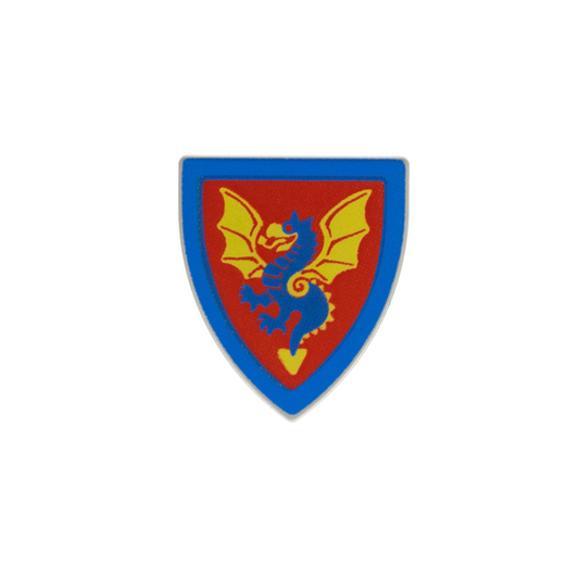 Shield Triangular Short with Blue and Yellow Dragon on Red Background Pattern - 3846px10