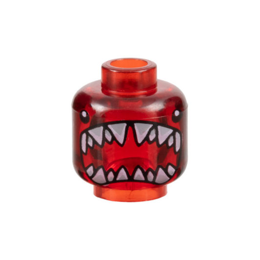 Head Alien with Black Eyes, Large Open Shark Mouth with Sharp Teeth Parted Pattern - 3626pb0501