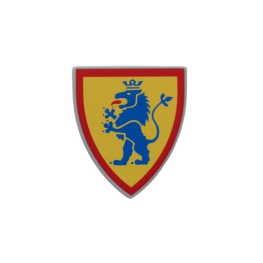 Shield Triangular Short with Blue Lion Standing on Yellow Background with Red Border Pattern - 3846p4g