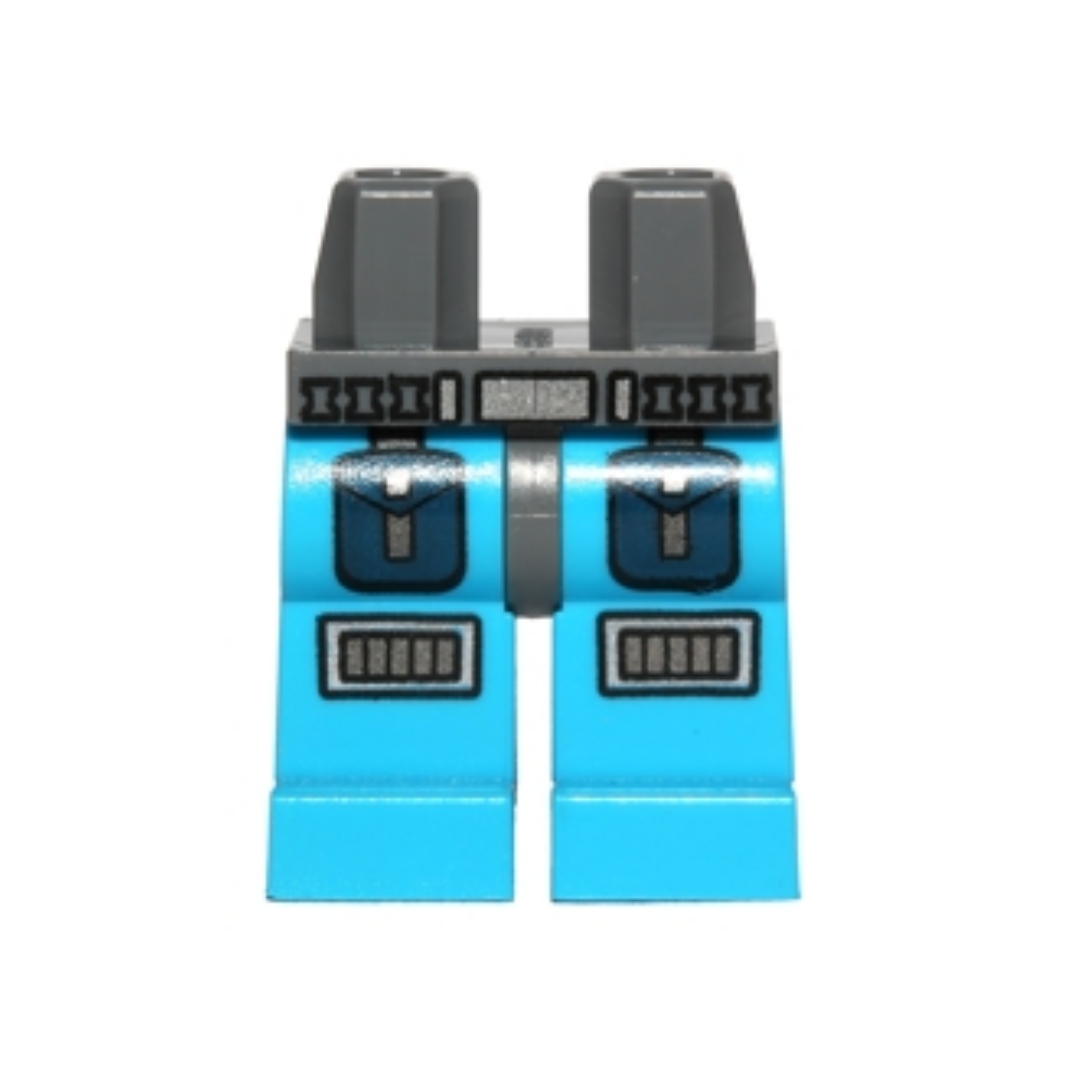 Hips and Dark Azure Legs with Belt with Silver Buckle, Dark Blue Pockets, Knee Pads Pattern - 970c153pb01