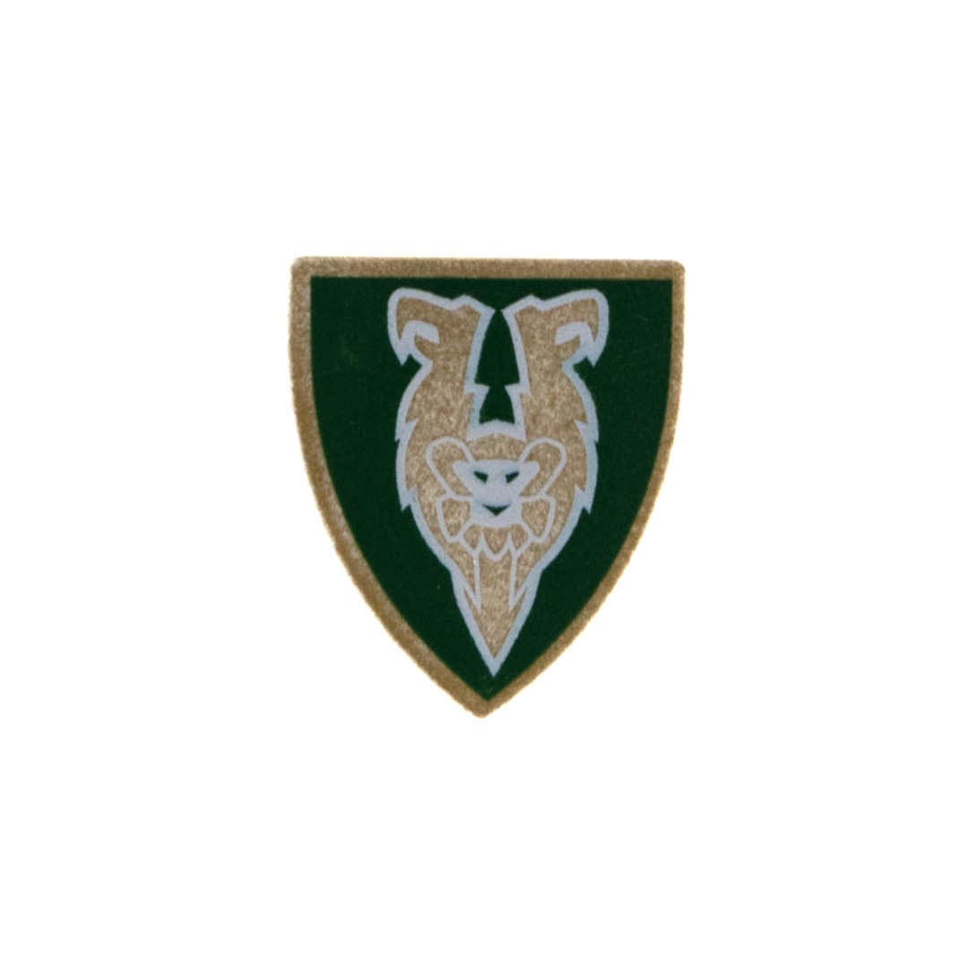 Shield Triangular Short with Dark Green and Gold Rascus Monkey Pattern - 3846pb015