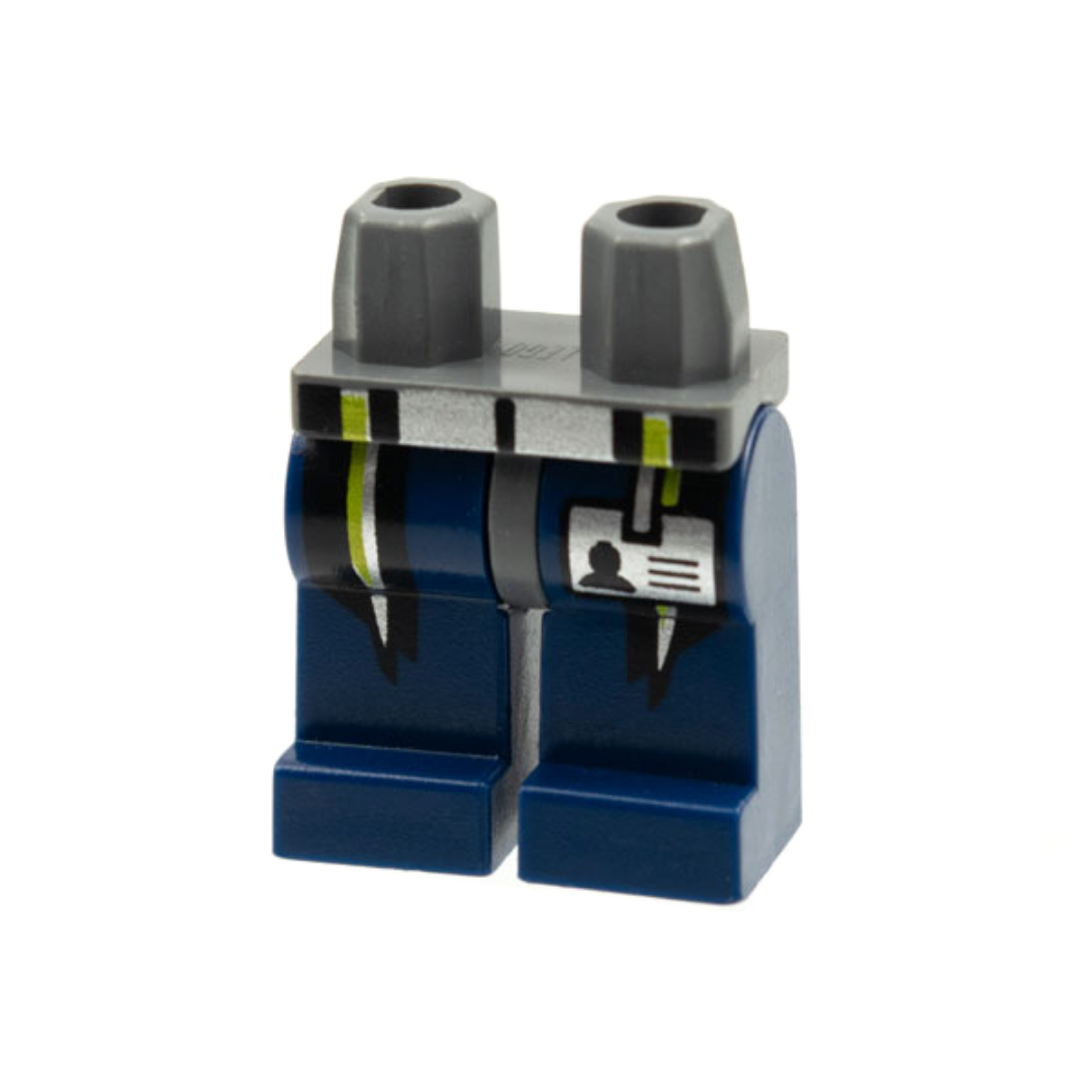 Hips and Dark Blue Legs with Silver and Lime Stripes and ID Card Pattern - 970c63pb02