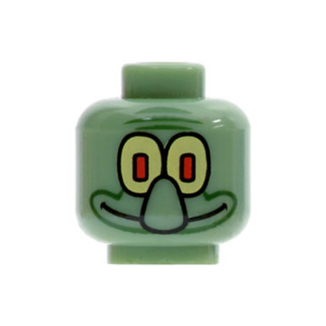 Head Alien with Large Nose and Yellow Eye / White Eye Pattern (Squidward) - 3626pb0040