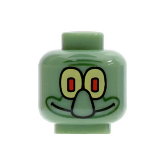 Head Alien with Large Nose and Yellow Eye / White Eye Pattern (Squidward) - 3626pb0040