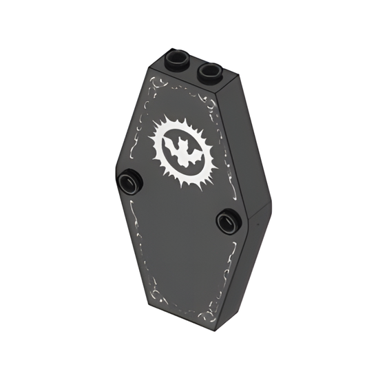 Container, Coffin Lid with White Bat Pattern - 10304pb01