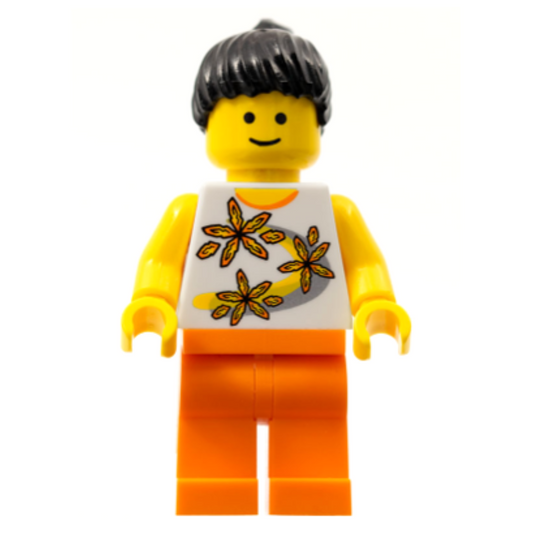 Yellow Flowers - Black Ponytail Hair - TWN062