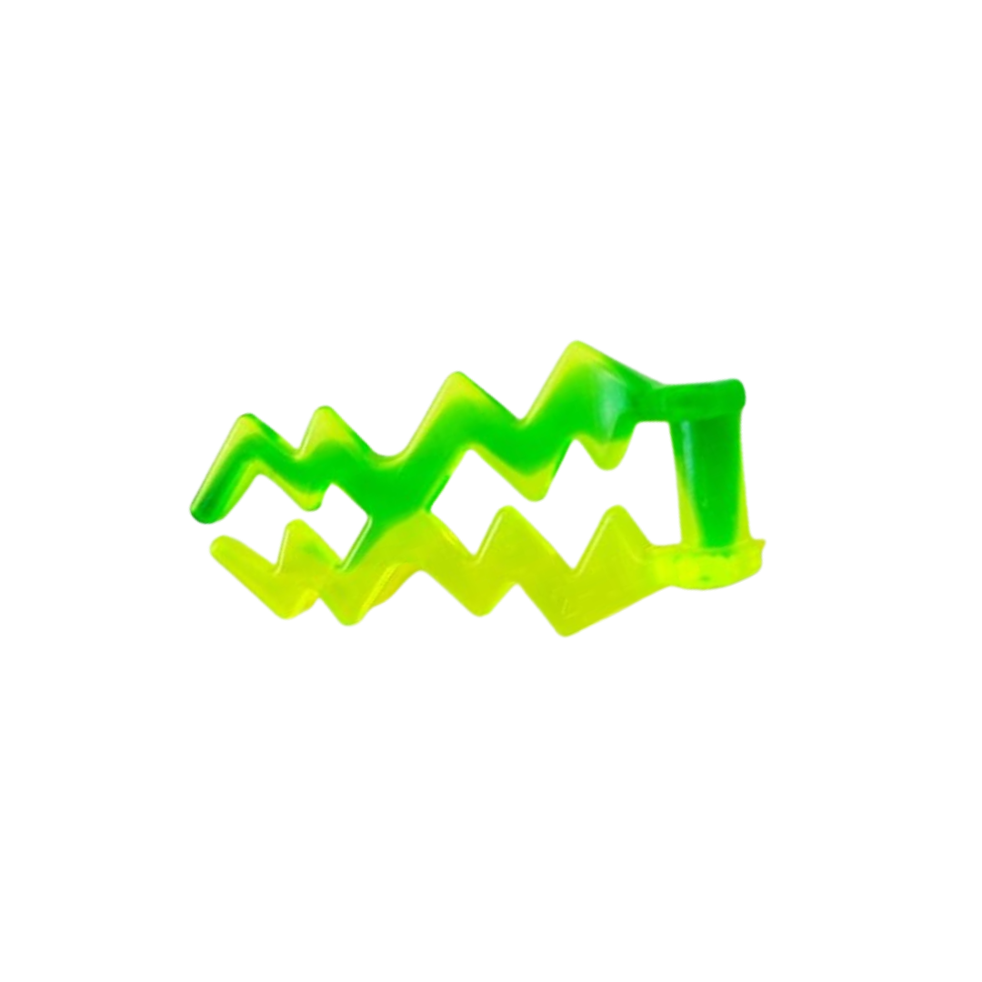Wave Angular Double with Bar Handle (Electric Zigzag / Lightning Bolt) with Marbled Trans-Green Pattern - 59233pb02