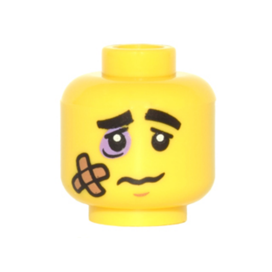 Head Black Eyebrows, Lavender Black Eye, Bandage and Frown Pattern - 3626pb1492