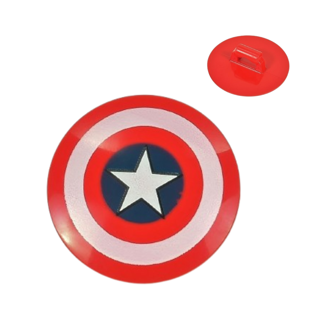 Shield Circular / Round Convex Face with White Ring, Star in Dark Blue Circle Pattern (Captain America) - 75902pb01