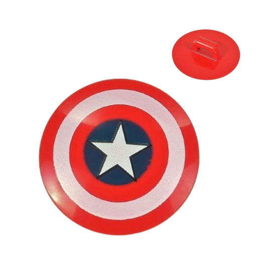 Shield Circular / Round Convex Face with White Ring, Star in Dark Blue Circle Pattern (Captain America) - 75902pb01