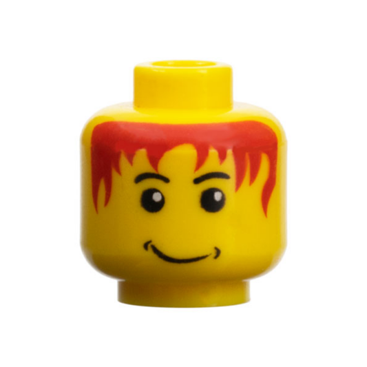 Head Black Eyebrows, Messy Red Hair, Lopsided Grin with Dimples Pattern - 3626pb0050