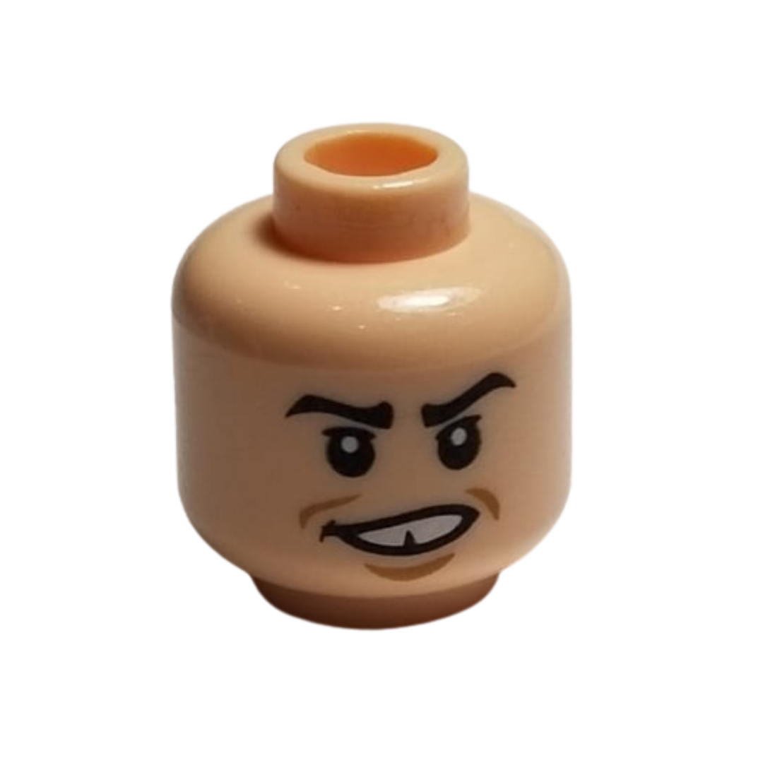 Head Black Eyebrows, Upper Eyelids, Medium Nougat Soul Patch and Dimples, Open Mouth Smile with Teeth and Gap Pattern - 3626pb0490