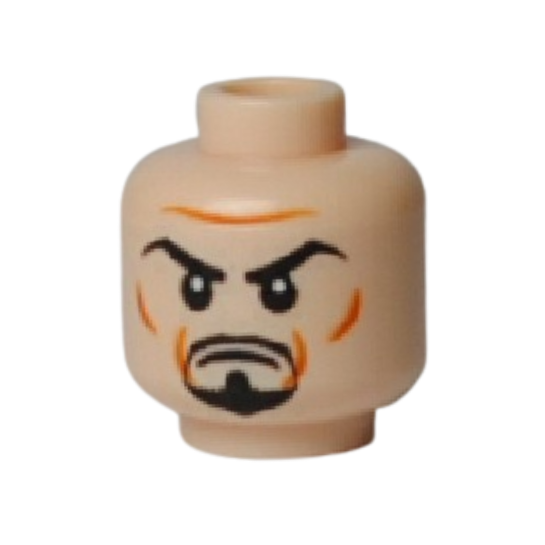 Head Black Goatee, Arched Eyebrows, White Pupils Pattern - 3626pb0422