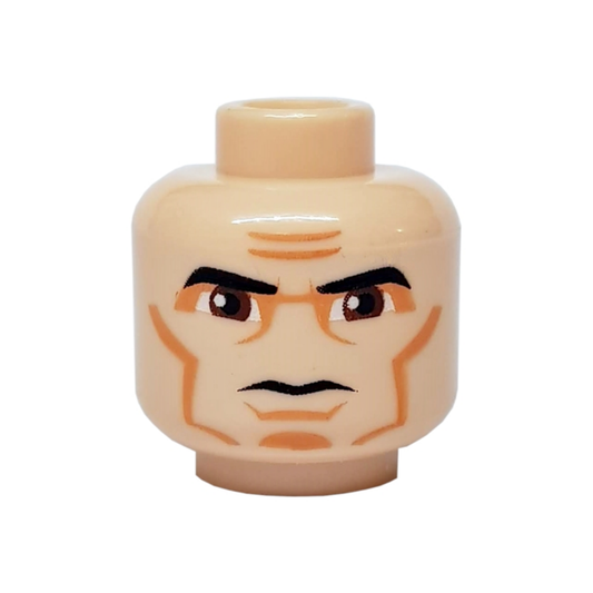 Head Black Thick Eyebrows, Large Reddish Brown Eyes, Nougat Eye Shadow, Cheek Lines and Chin Dimple, Furrowed Brow, Stern Pattern - 3626pb0314