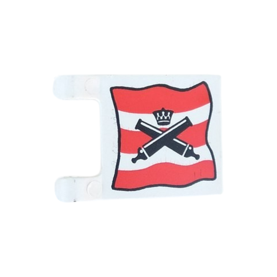 Flag 2 x 2 Square with Crossed Cannons over Red Stripes, Black Outline Pattern - 2335pb002