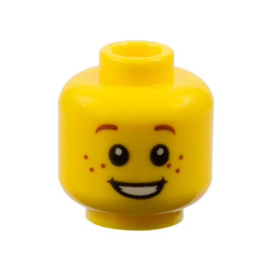 Head Child Small Reddish Brown Eyebrows Far Apart, Freckles, Open Mouth Smile with Teeth Pattern - 3626pb0471