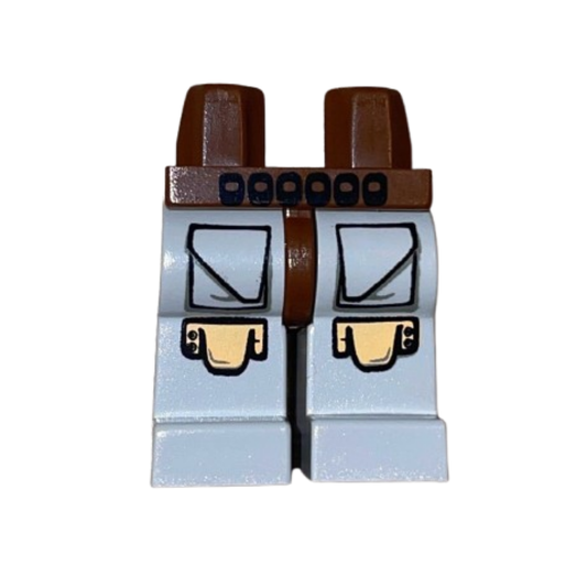 Hips and Light Gray Legs with Black Squares Belt, Pockets with Large Angled Flaps, Very Light Orange Knee Pads Pattern - 970c09pb04