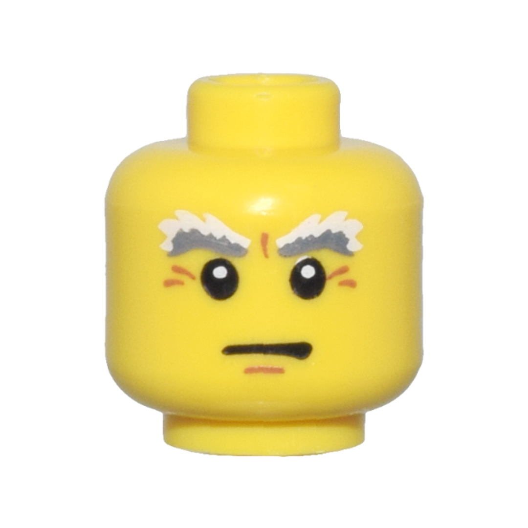 Head Dark Bluish Gray and White Bushy Eyebrows, Dark Orange Chin Dimple and Wrinkles, Neutral Pattern - 3626pb0692