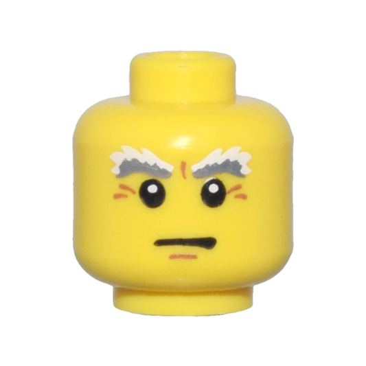 Head Dark Bluish Gray and White Bushy Eyebrows, Dark Orange Chin Dimple and Wrinkles, Neutral Pattern - 3626pb0692