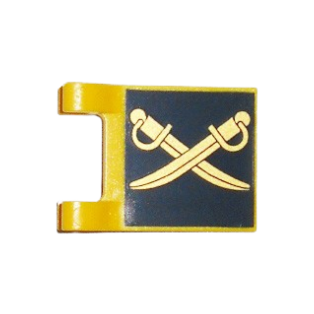 Flag 2 x 2 Square with Gold Crossed Cutlasses on Dark Blue Background Pattern - 2335pb107