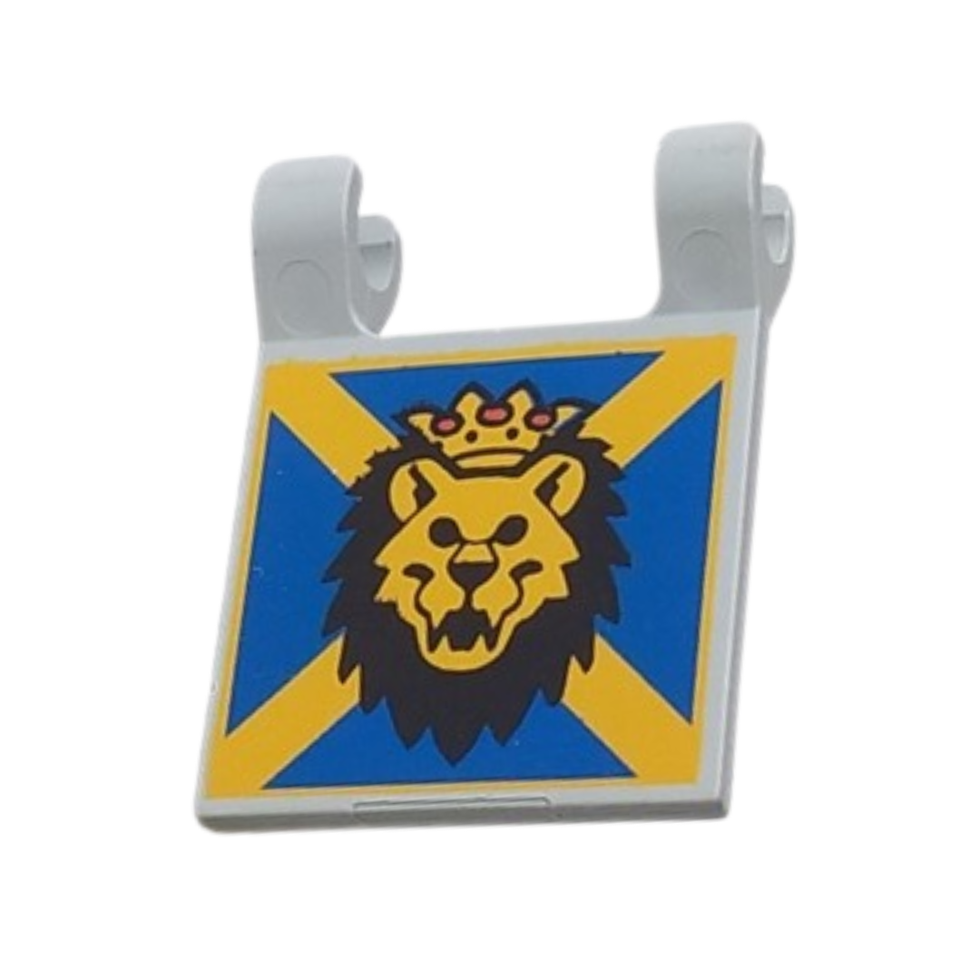 Light Gray Flag 2 x 2 Square with Lion Head with Crown on Blue and Yellow Bakground Pattern - 2335px10