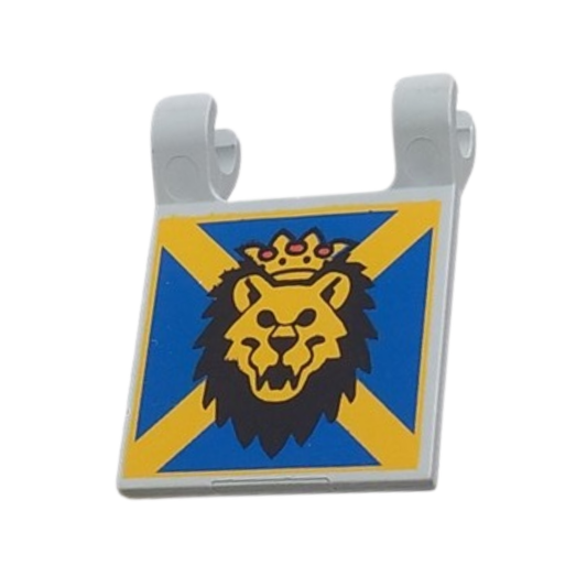 Light Gray Flag 2 x 2 Square with Lion Head with Crown on Blue and Yellow Bakground Pattern - 2335px10