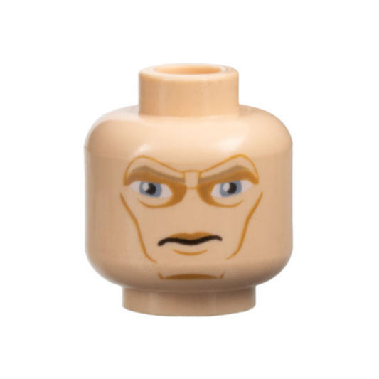 Head Dark Tan Eyebrows, Large Sand Blue Eyes, Medium Nougat Eye Shadow, Upper Lip, Cheek Lines and Chin Dimple, Scowl Pattern - 3626pb0519