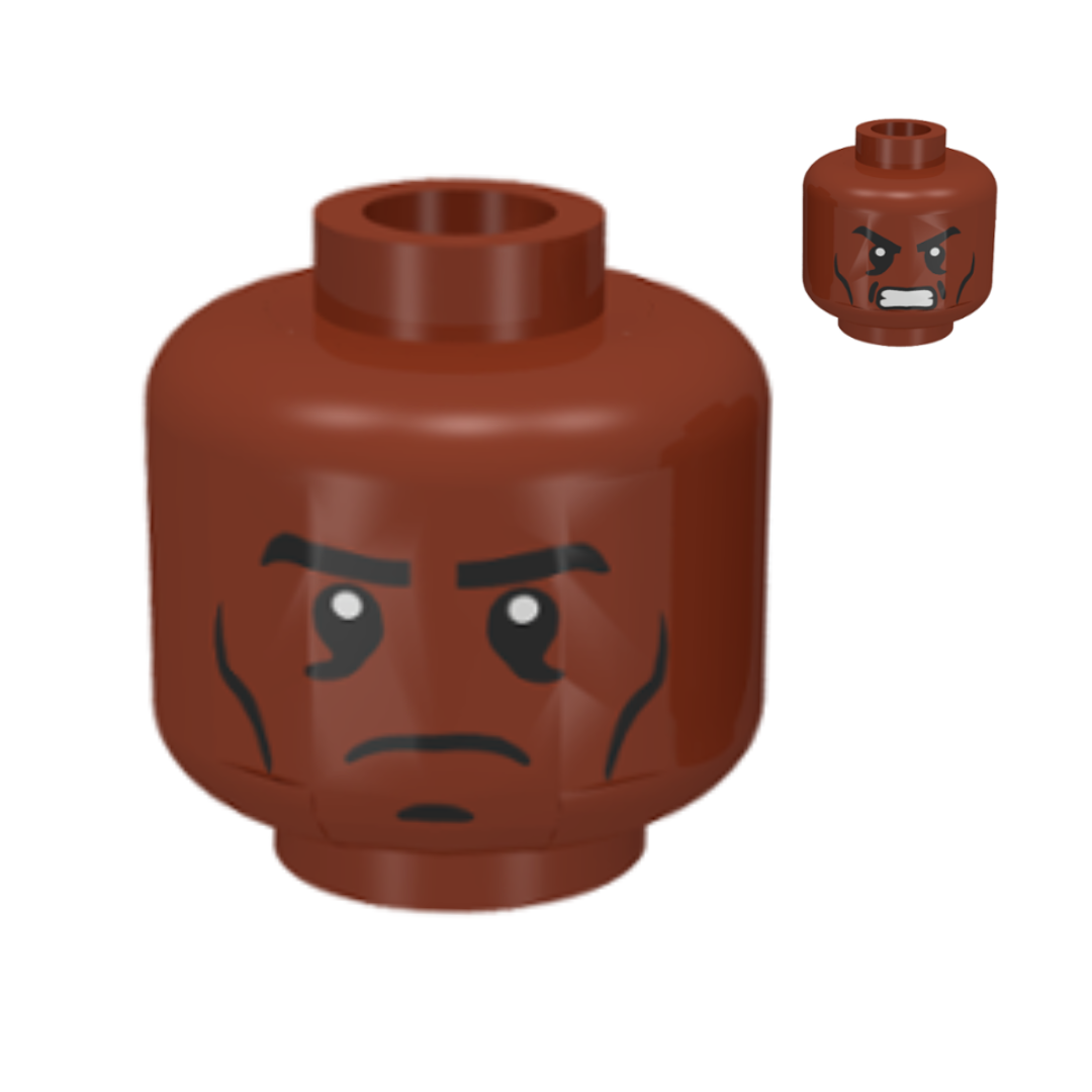 Head Dual Sided Black Eyebrows, Cheek Lines, Determined / Angry Pattern - 3626pb0906