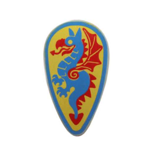 Shield Oval with Blue and Red Dragon on Yellow Background Pattern - 2586p4c
