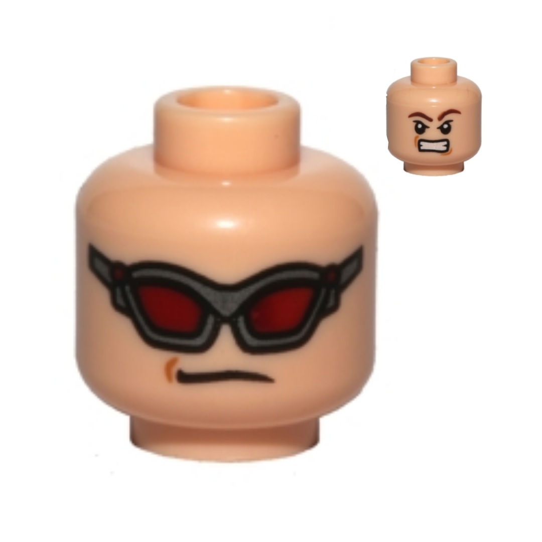 Head Dual Sided Dark Red Goggles / Brown Eyebrows, Determined Pattern (Hawkeye) - 3626pb0751