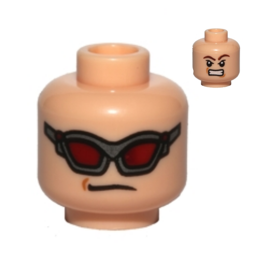 Head Dual Sided Dark Red Goggles / Brown Eyebrows, Determined Pattern (Hawkeye) - 3626pb0751
