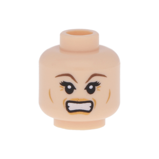 Head Dual Sided Female, Dark Brown Eyebrows, Crow's Feet, Smile / Angry Pattern (HP Narcissa) - 3626pb0590