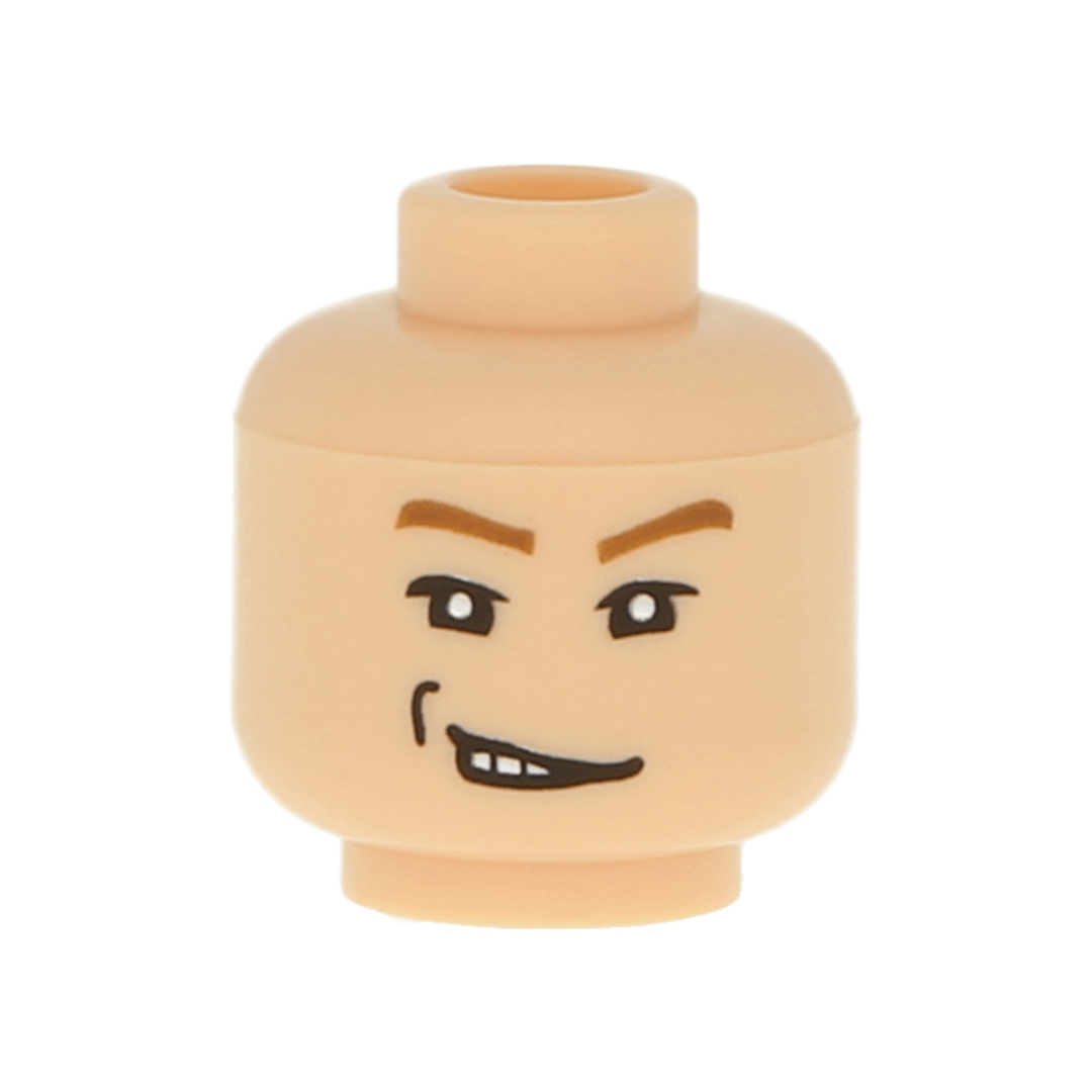 Head Male Brown Eyebrows, White Pupils, Sneer, Right Dimple Pattern - 3626pb0276