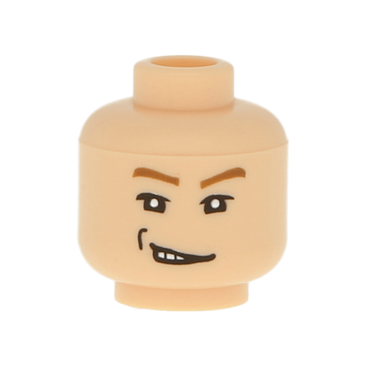 Head Male Brown Eyebrows, White Pupils, Sneer, Right Dimple Pattern - 3626pb0276